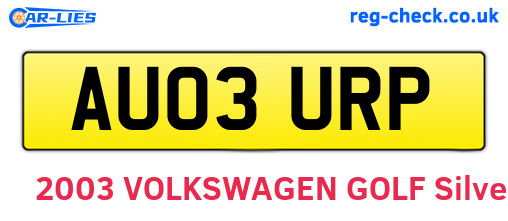 AU03URP are the vehicle registration plates.