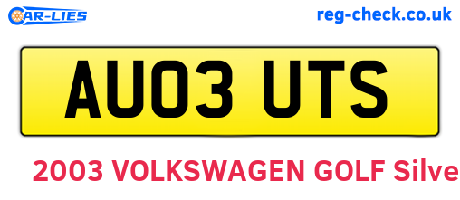 AU03UTS are the vehicle registration plates.