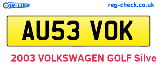 AU53VOK are the vehicle registration plates.