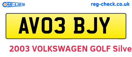 AV03BJY are the vehicle registration plates.