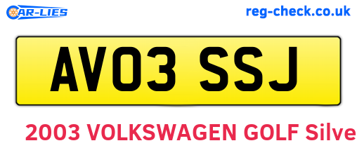 AV03SSJ are the vehicle registration plates.