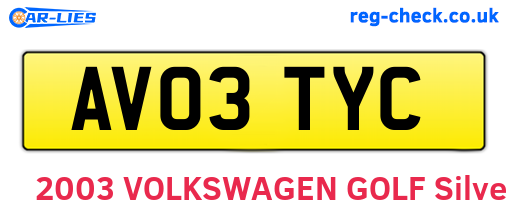 AV03TYC are the vehicle registration plates.