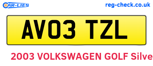 AV03TZL are the vehicle registration plates.