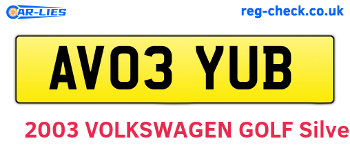 AV03YUB are the vehicle registration plates.