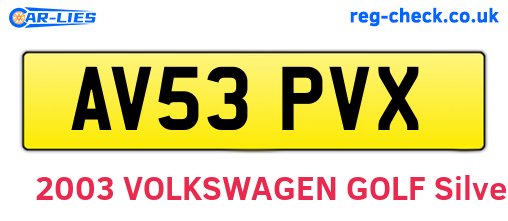 AV53PVX are the vehicle registration plates.