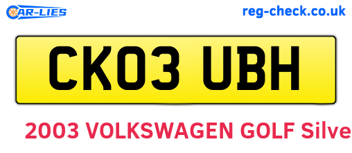 CK03UBH are the vehicle registration plates.