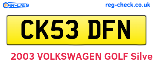 CK53DFN are the vehicle registration plates.