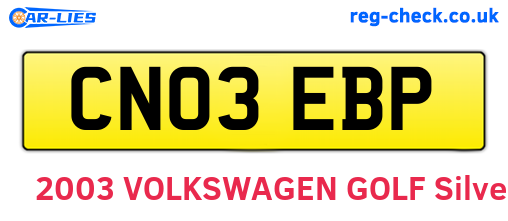 CN03EBP are the vehicle registration plates.