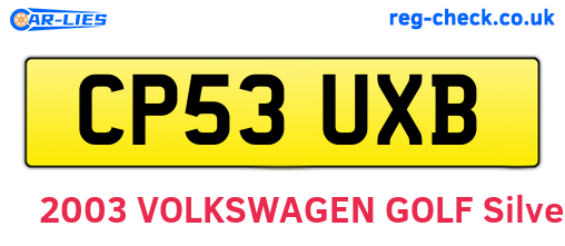 CP53UXB are the vehicle registration plates.