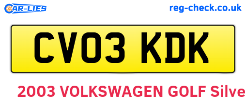 CV03KDK are the vehicle registration plates.