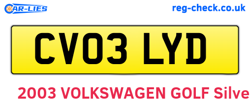 CV03LYD are the vehicle registration plates.