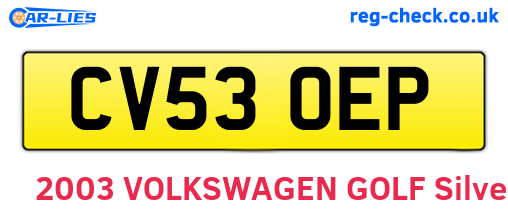CV53OEP are the vehicle registration plates.