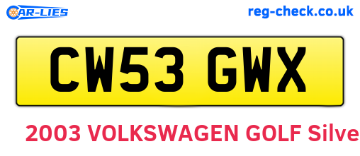 CW53GWX are the vehicle registration plates.