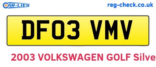 DF03VMV are the vehicle registration plates.