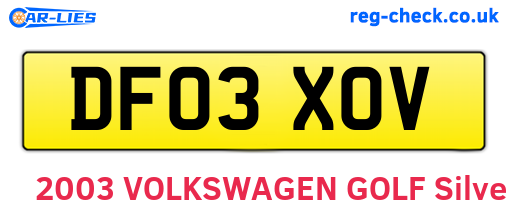 DF03XOV are the vehicle registration plates.