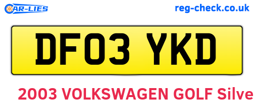 DF03YKD are the vehicle registration plates.