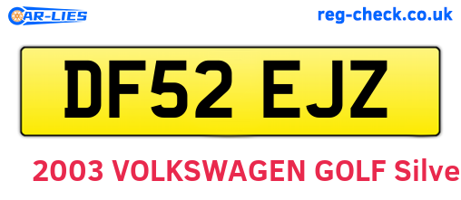 DF52EJZ are the vehicle registration plates.