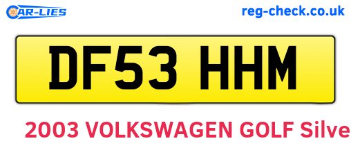 DF53HHM are the vehicle registration plates.