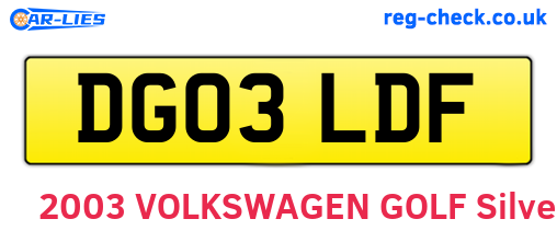 DG03LDF are the vehicle registration plates.