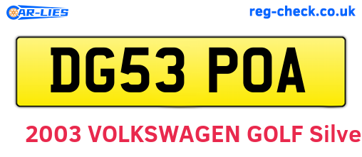 DG53POA are the vehicle registration plates.