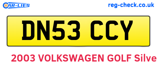 DN53CCY are the vehicle registration plates.