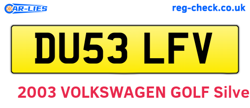DU53LFV are the vehicle registration plates.