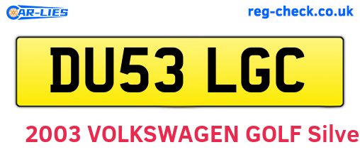 DU53LGC are the vehicle registration plates.