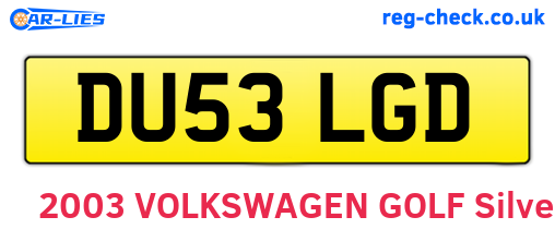 DU53LGD are the vehicle registration plates.