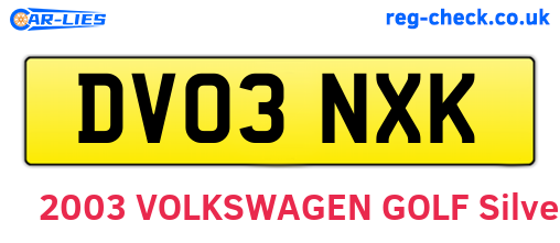 DV03NXK are the vehicle registration plates.