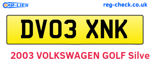 DV03XNK are the vehicle registration plates.
