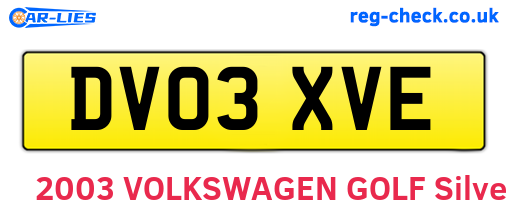 DV03XVE are the vehicle registration plates.