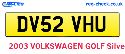 DV52VHU are the vehicle registration plates.