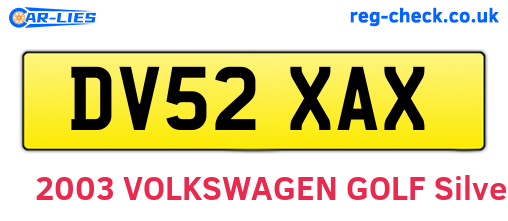DV52XAX are the vehicle registration plates.