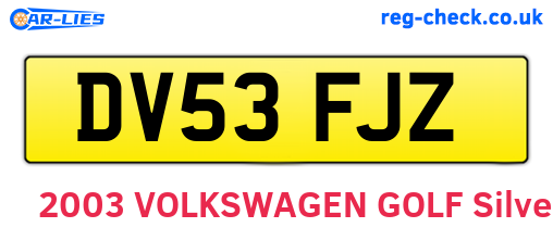 DV53FJZ are the vehicle registration plates.