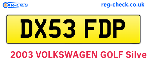 DX53FDP are the vehicle registration plates.