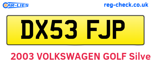 DX53FJP are the vehicle registration plates.