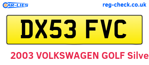DX53FVC are the vehicle registration plates.