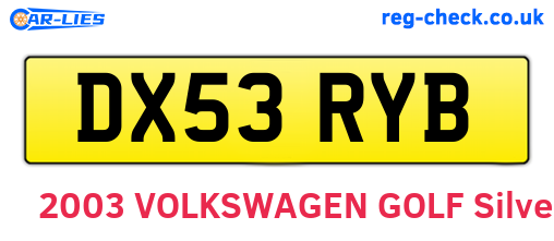 DX53RYB are the vehicle registration plates.