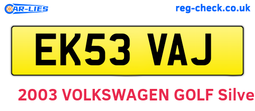 EK53VAJ are the vehicle registration plates.