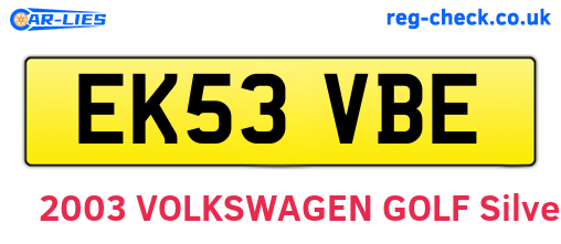 EK53VBE are the vehicle registration plates.