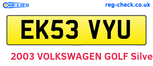 EK53VYU are the vehicle registration plates.