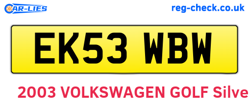 EK53WBW are the vehicle registration plates.