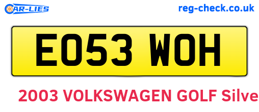 EO53WOH are the vehicle registration plates.