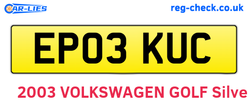 EP03KUC are the vehicle registration plates.