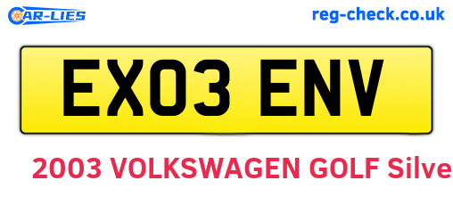 EX03ENV are the vehicle registration plates.