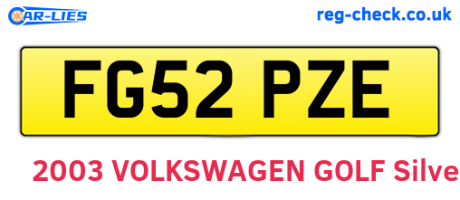 FG52PZE are the vehicle registration plates.