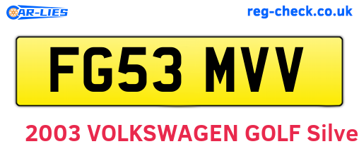 FG53MVV are the vehicle registration plates.