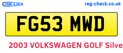 FG53MWD are the vehicle registration plates.