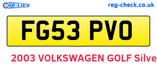 FG53PVO are the vehicle registration plates.
