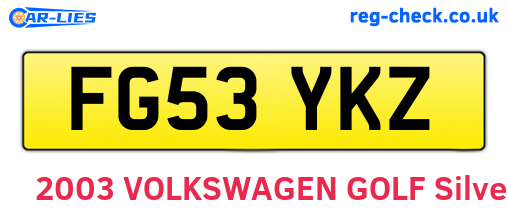FG53YKZ are the vehicle registration plates.